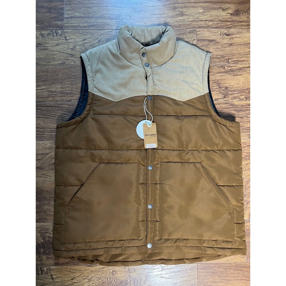 Outlander by Craft + Flow Mens Soft & Cozy Puffer Vest Brown size XL New